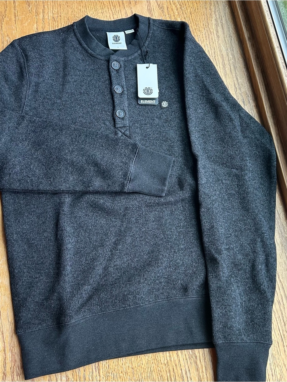 Element Men’s Dark Charcoal Pullover Crewneck Henley Sweater Sz S